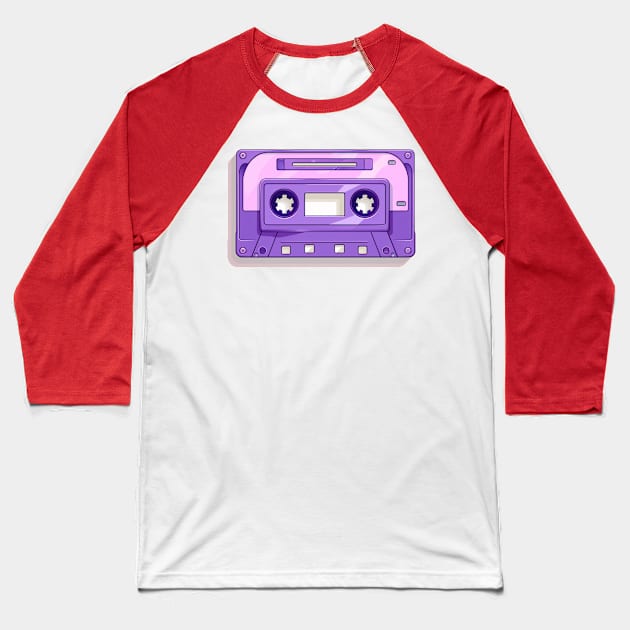 Purple cute tape cassette Baseball T-Shirt by MilkyBerry